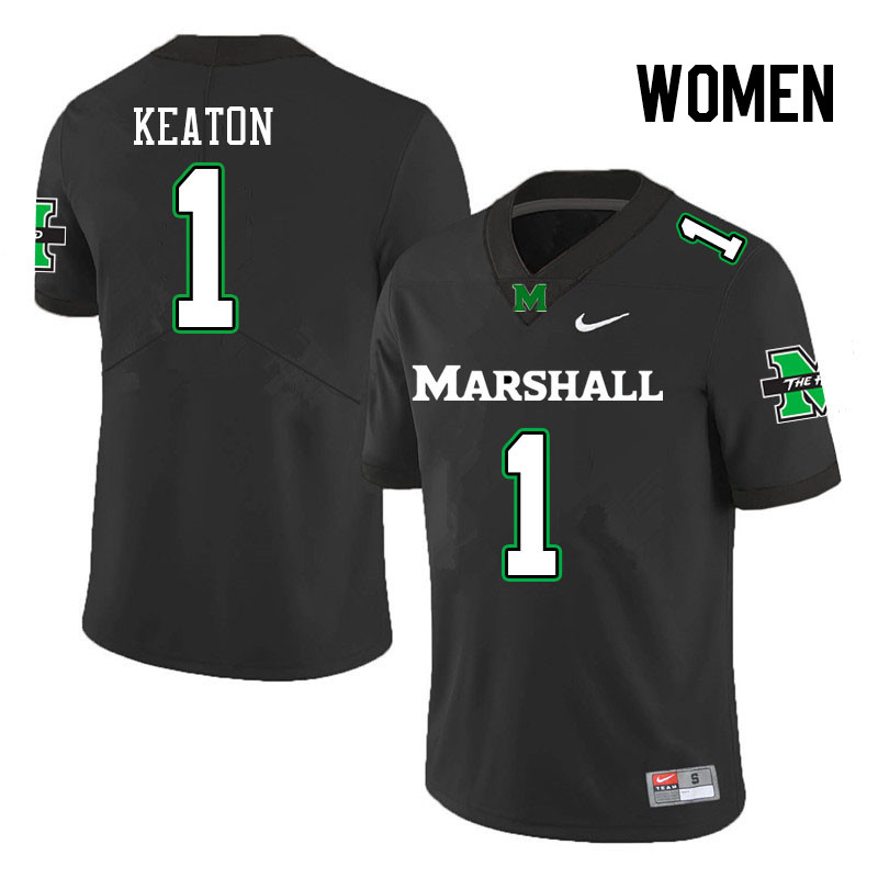 Women #1 Talik Keaton Marshall Thundering Herd College Football Jerseys Stitched-Black - Click Image to Close